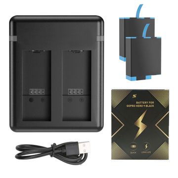 2 Pack Battery With Dual Charger Set for GoPro Hero 9