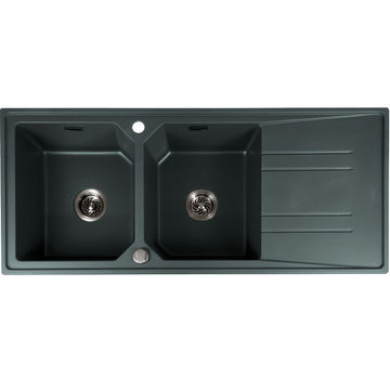 Mahina Double Bowl Quartz Kitchen Sink Grey - Silver