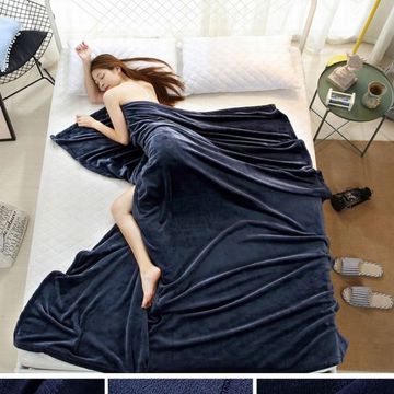 Nu Dekor - Ultra Soft Fleece Throw Blanket - Queen - Navy - 180x200cm