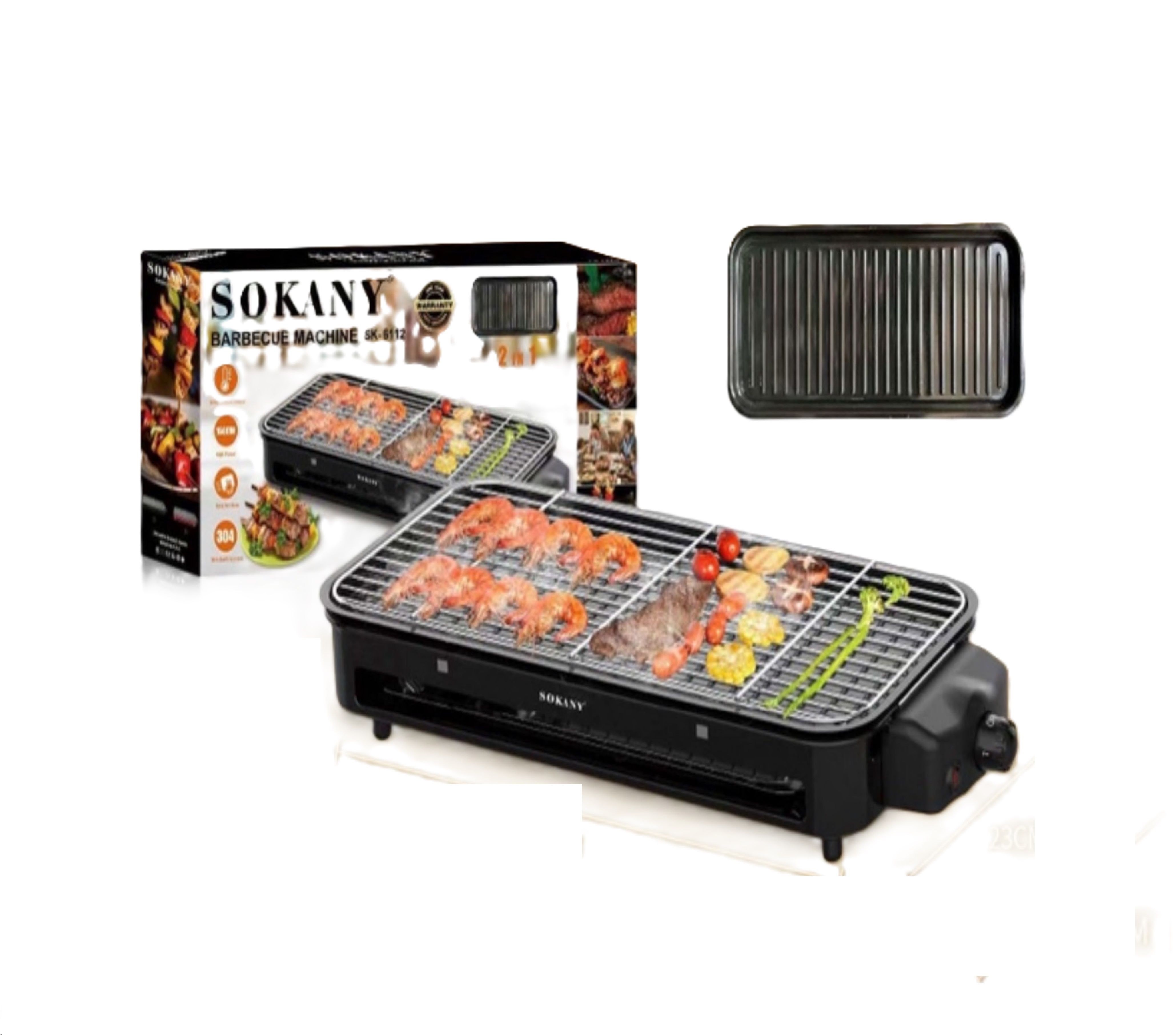 Tabletop 1500W electric grill with adjustable thermostat