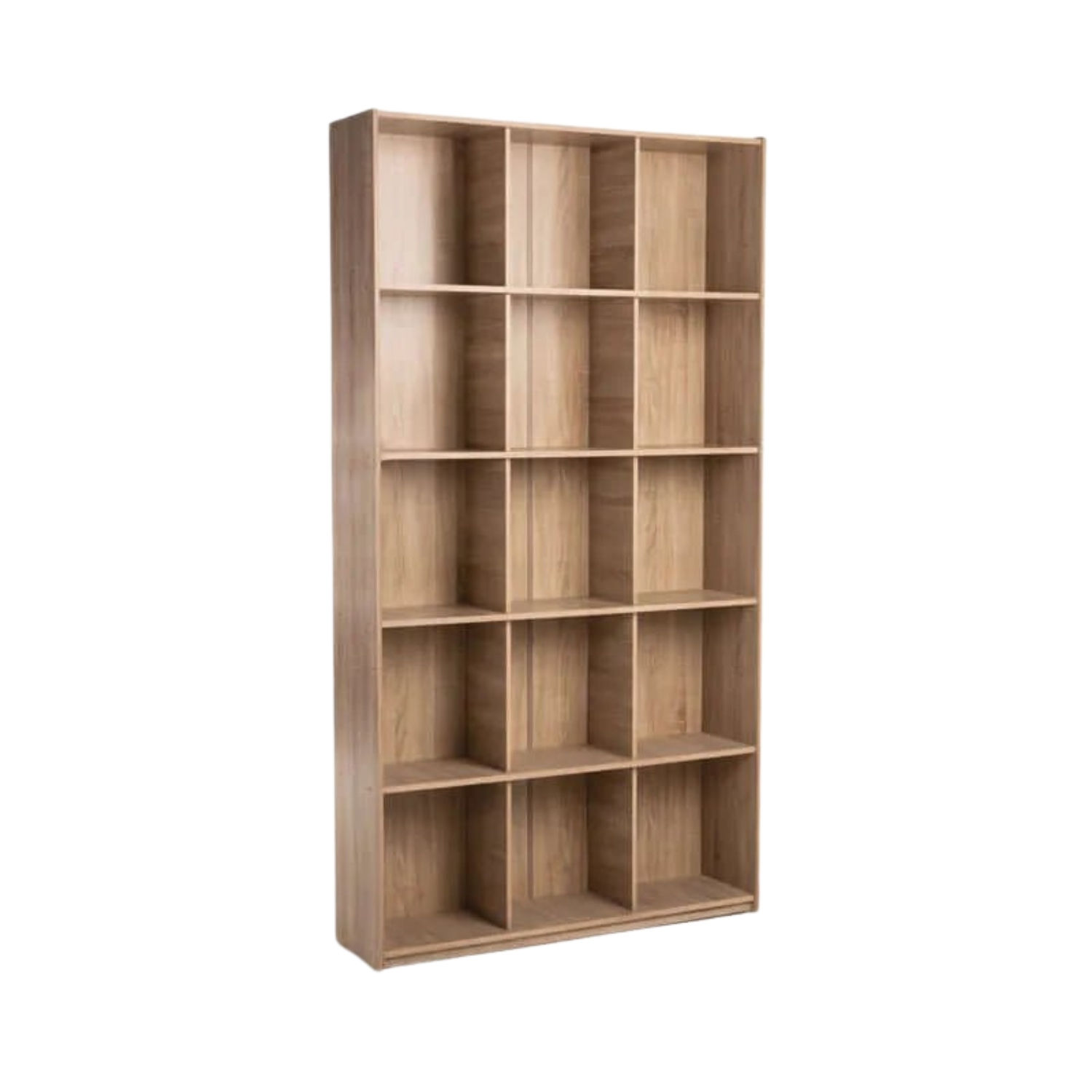 5-Shelf Bookcase with 15 Compartments - Light Oak