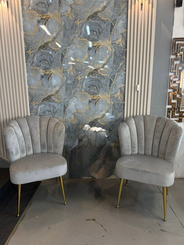 Prestige Home - Elysian Grey Dining Chair - Set 0f 2 - Gold Legs