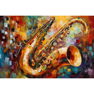 Canvas Wall Art - Jazz Notes By Vibrant Expressions Abstract - A1687 - [120 x 80 cm]