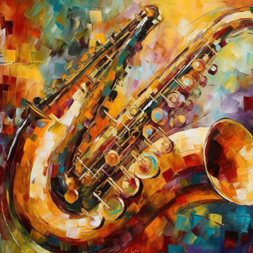 Canvas Wall Art - Jazz Notes By Vibrant Expressions Abstract - A1687 - [120 x 80 cm]