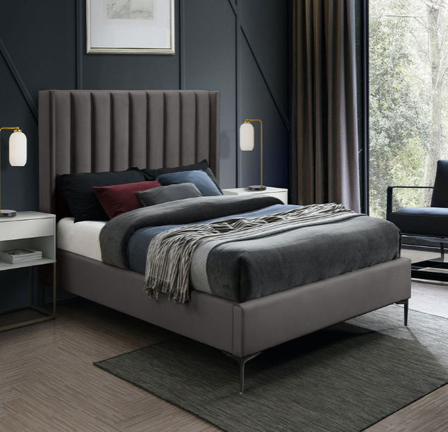 Sabella Sleigh Bed King -Grey