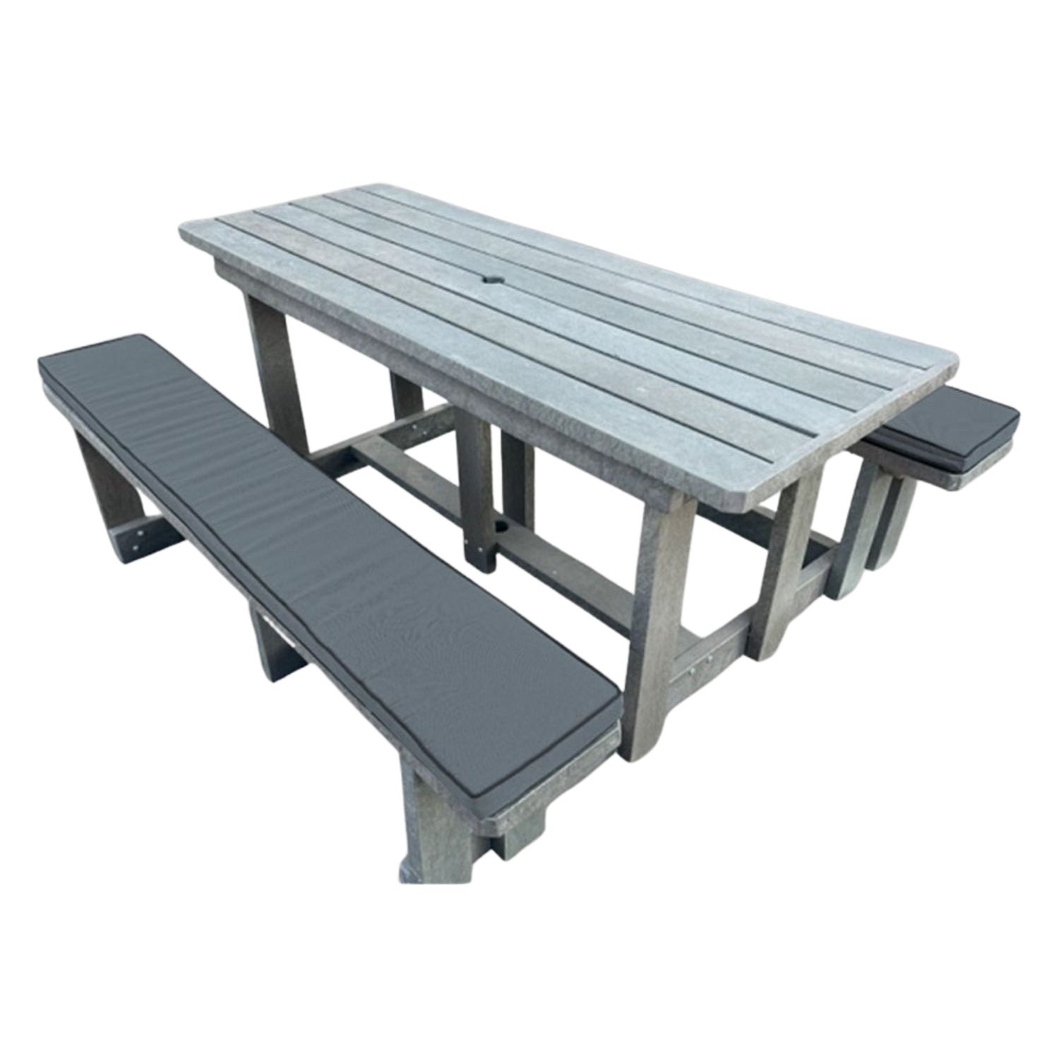 Recycled Plastic Picnic Table 8-Seater (Charcoal Cushions)