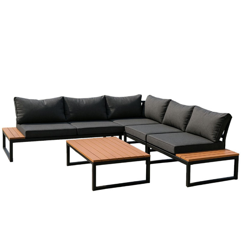 Shayd - 4pc Idris Indoor/Outdoor Corner Sofa Set - Dark Grey