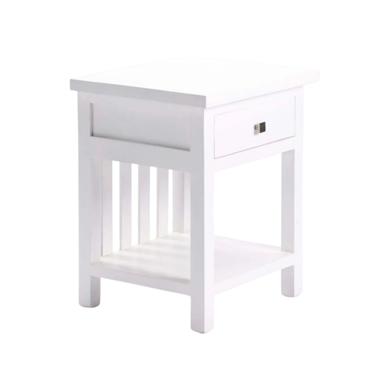 White Wooden 1 Drawer Bedside Pedestal
