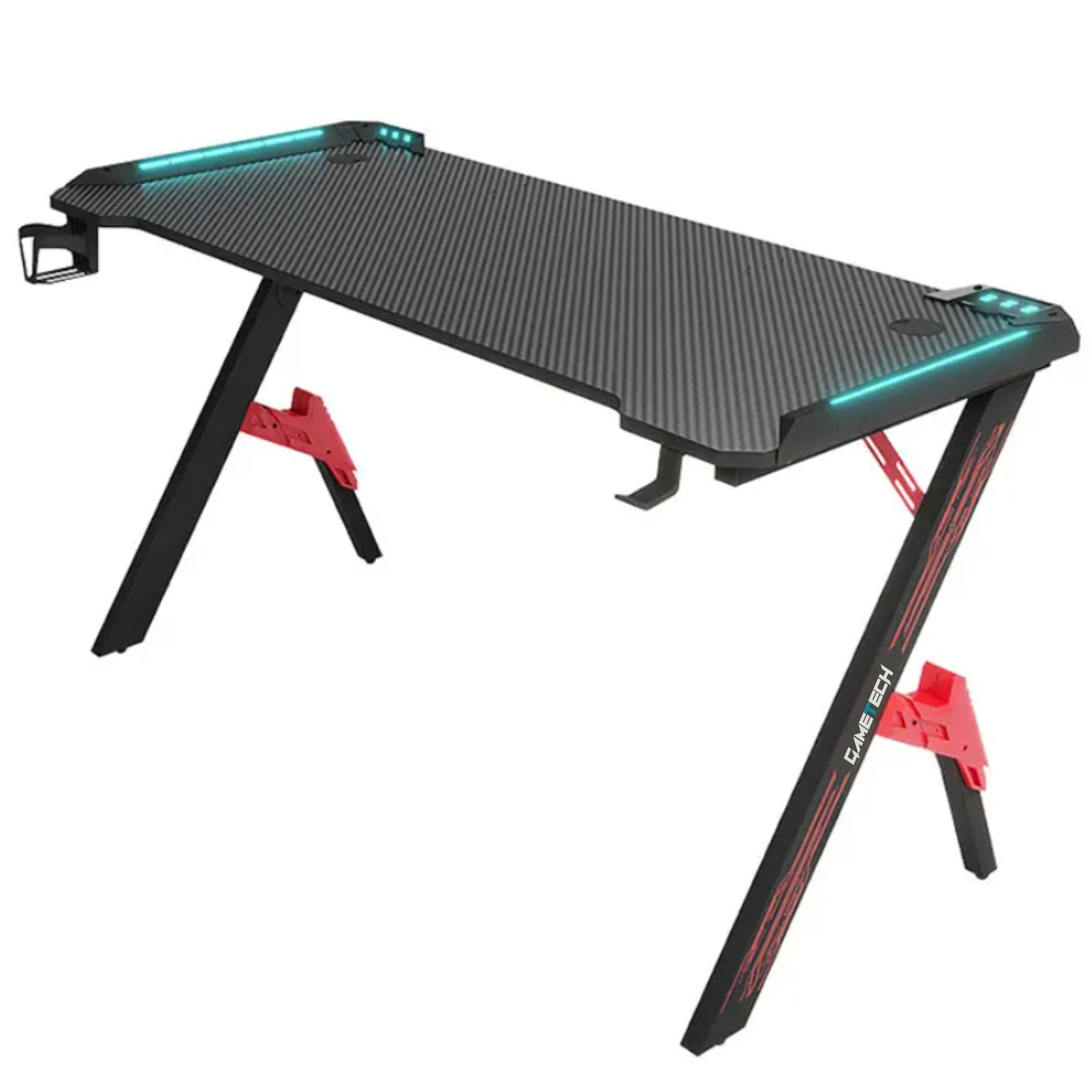 Y-Shaped Gaming Desk with RGB LED Lights - Black (D2104B)