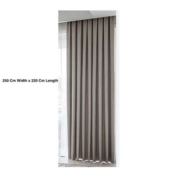 100% Blockout Light Brown Taped curtain-250 Cm Width x 220 Cm Length