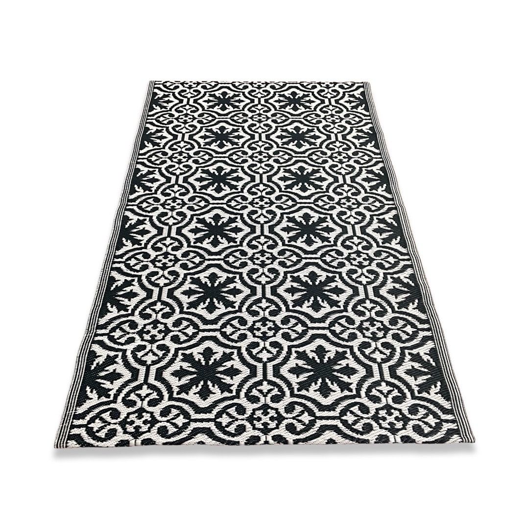 Rug It Up Indoor & Outdoor Plastic Waterproof Reversible Rug - Black Clover 2 x 1.2m