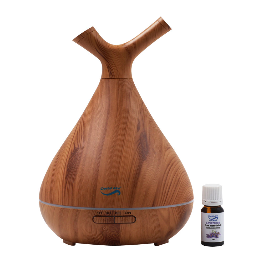 Crystal Aire Sapling Dual Nozzle LED Ultrasonic Aroma Diffuser with 10ml Lavender Essential Oil