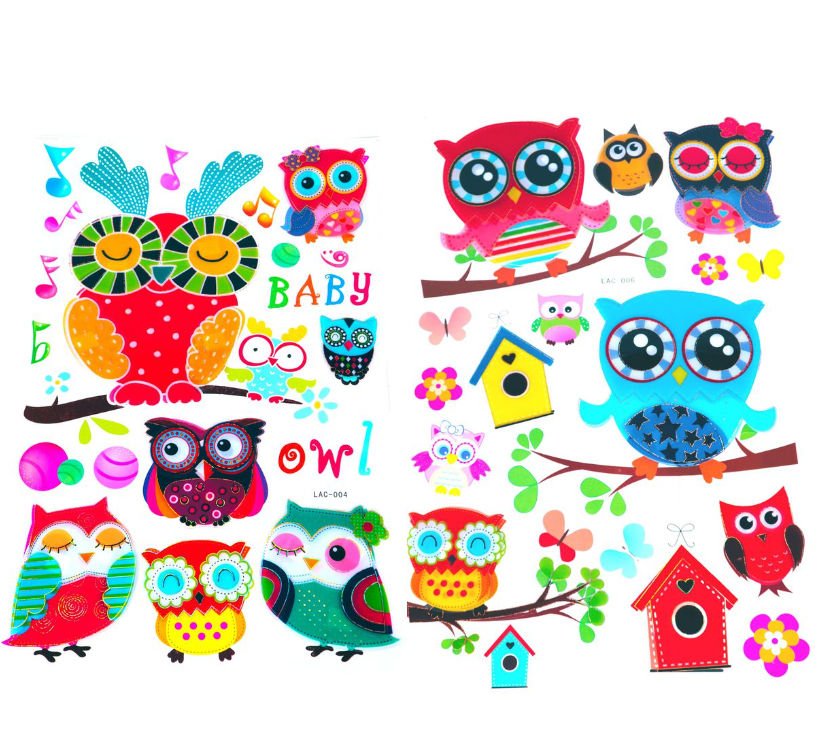 Kids 5D Wall Art Stickers Sheet Owl - 2-Pack Bundle - Option 2