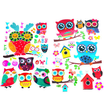 Kids 5D Wall Art Stickers Sheet Owl - 2-Pack Bundle - Option 2