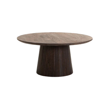Vividitto - Madeira 80cm Round Solid Coffee Table - Dark Brown