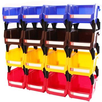 16 Plastic Garage Storage Bin Set for Tools and Parts