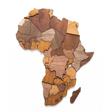 3D Wooden Africa map - Elegant brown tones