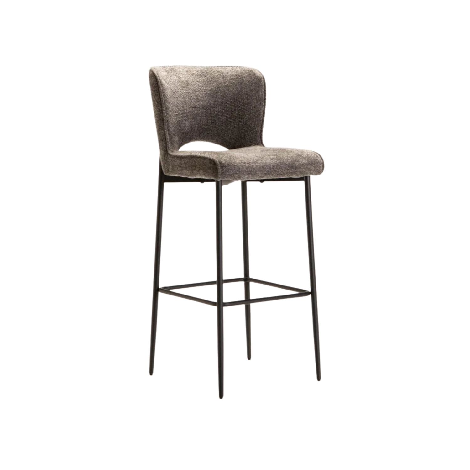 Textured Fabric Barstool with Metal Legs - Grey