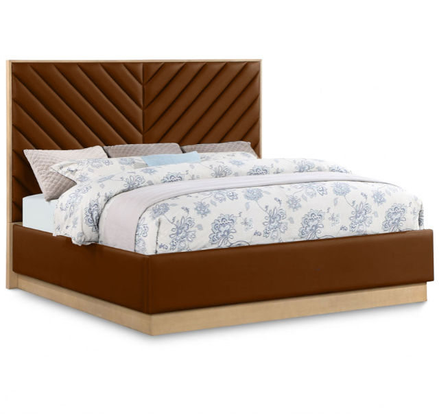 Rhea Sleigh Bed Queen -Brown