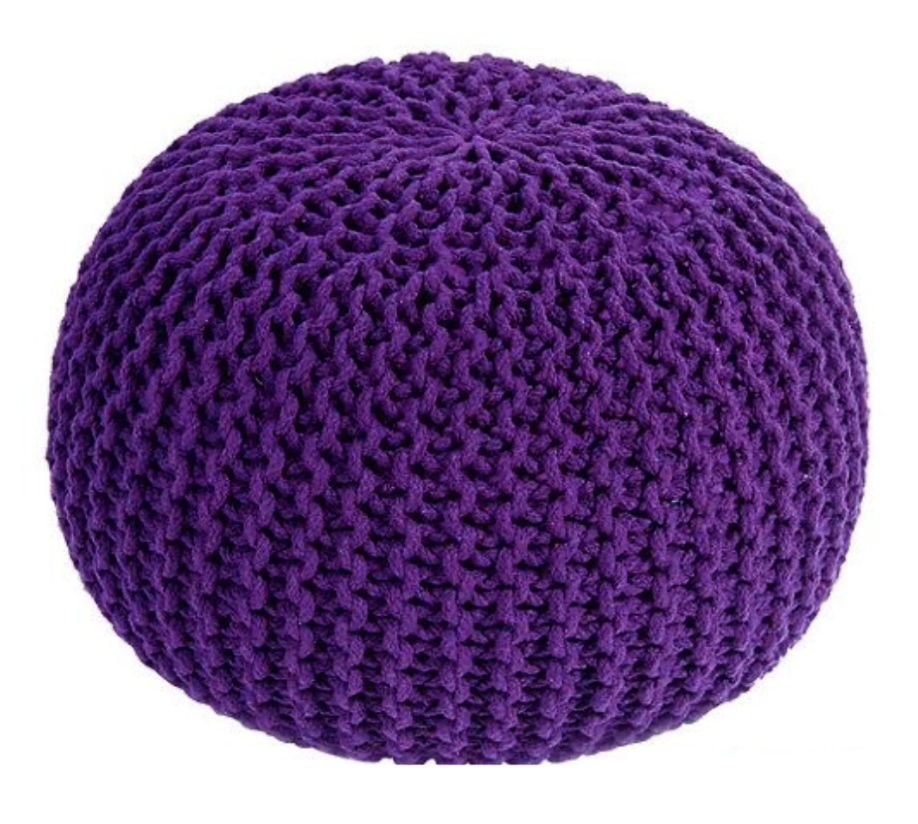 Crochet Knit Pouf Large - Purple