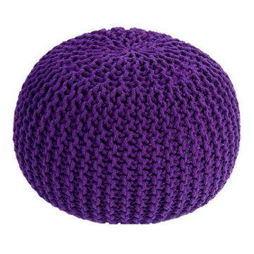 Crochet Knit Pouf Large - Purple