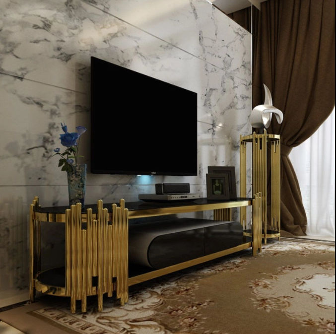 Caleb Golden Plasma Stand