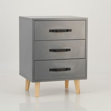 Makalu Three Drawer Side Table - Grey