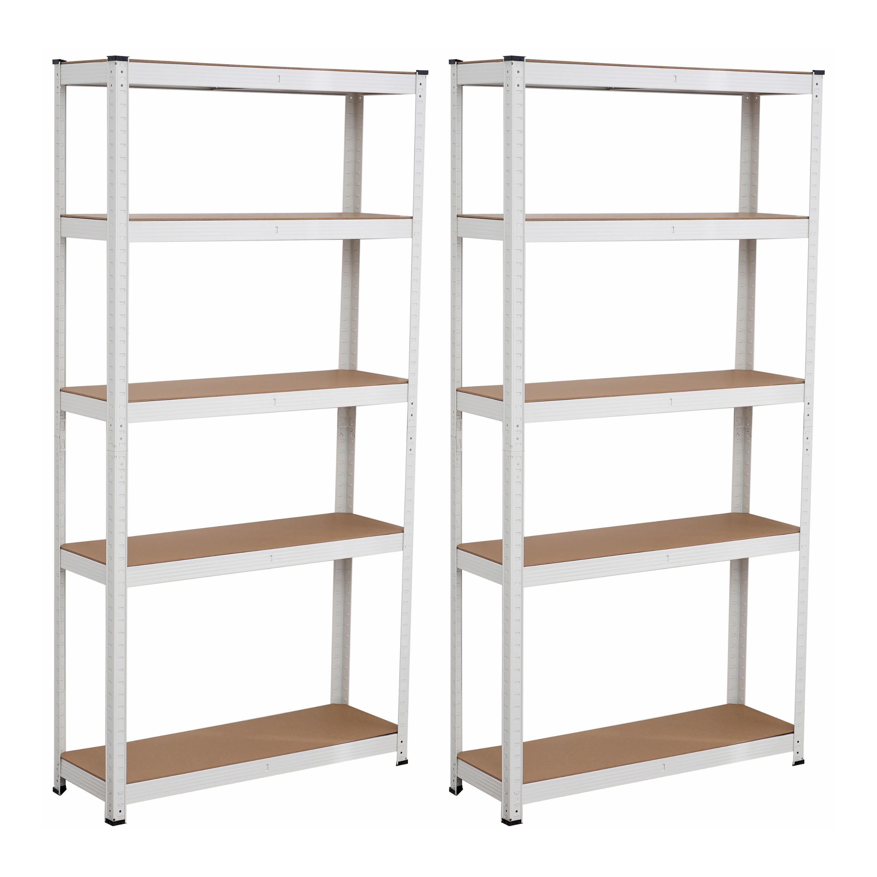 Infinity Homeware - 2 Units x 5 Tier Shelving - (WHITE) 90 x 30 x 180cm