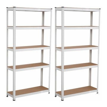 Infinity Homeware - 2 Units x 5 Tier Shelving - (WHITE) 90 x 30 x 180cm