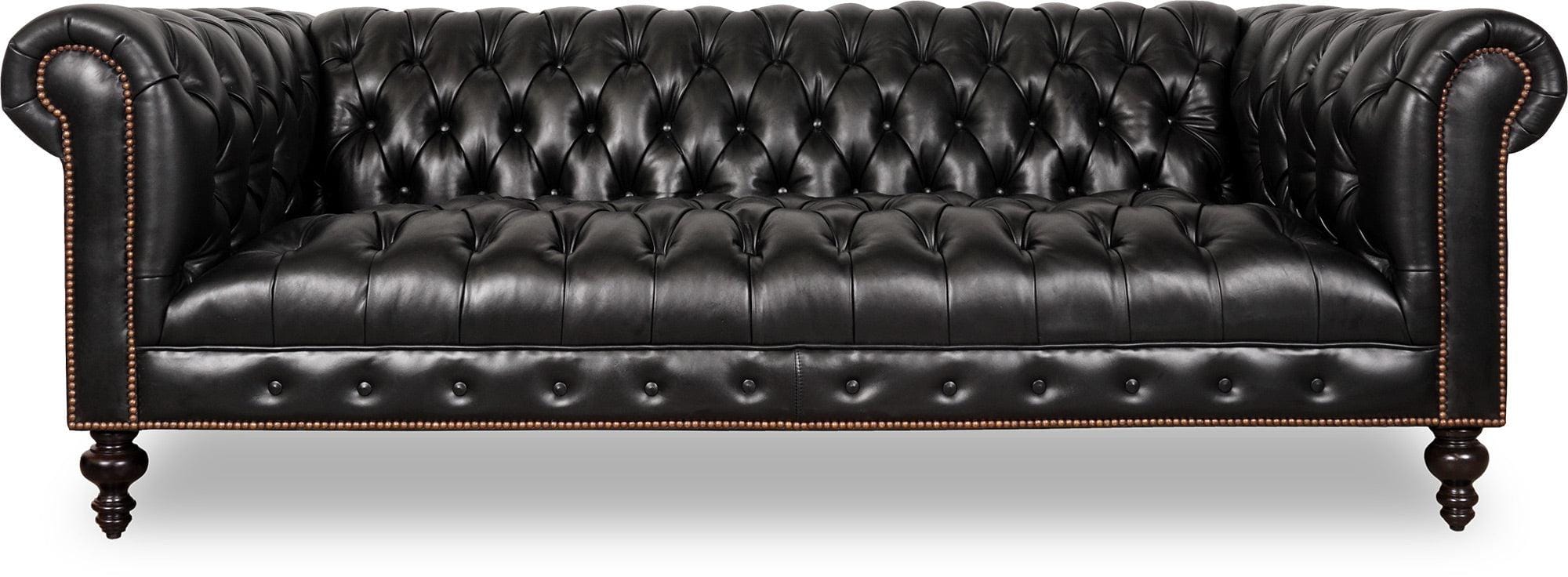 Figure It out Vintage Chesterfield Sofa Black Full Grain Leather