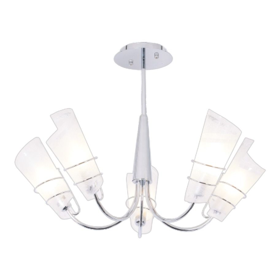 Polished Chrome Chandelier with Frosted Glass