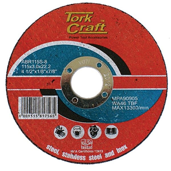 Cutting Disc Metal Amp Ss 115x3.0x22.22mm - 10 Pack