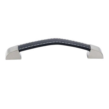 Leather Handle, Black/Satin Nickel, 128mm