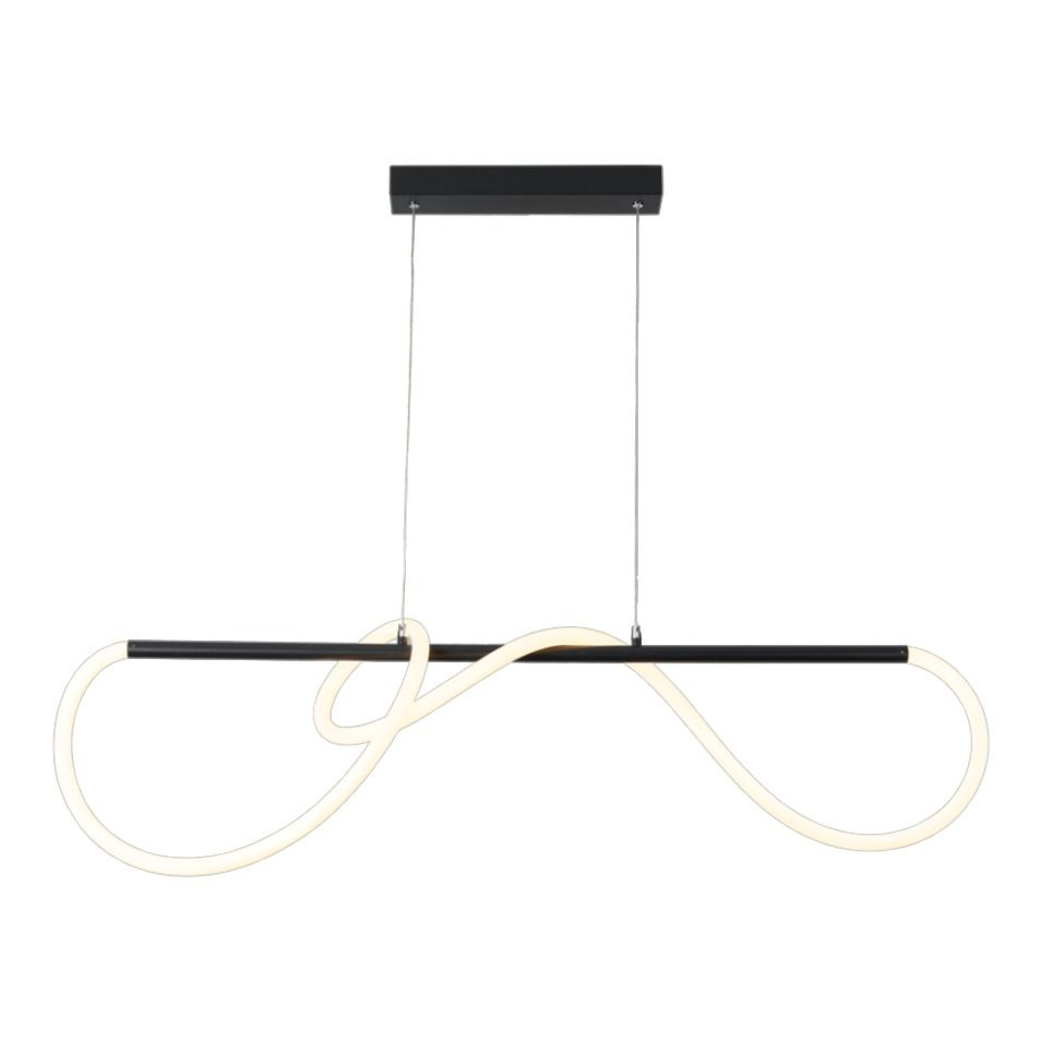Matt Black Metal and Flexible LED Silicone Tubing Pendant