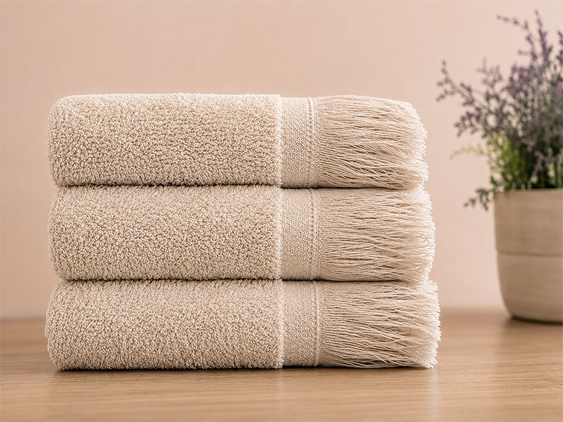 Plush 380 GSM Terry Fringe Guest Towel - Birch(3Pc Pack)