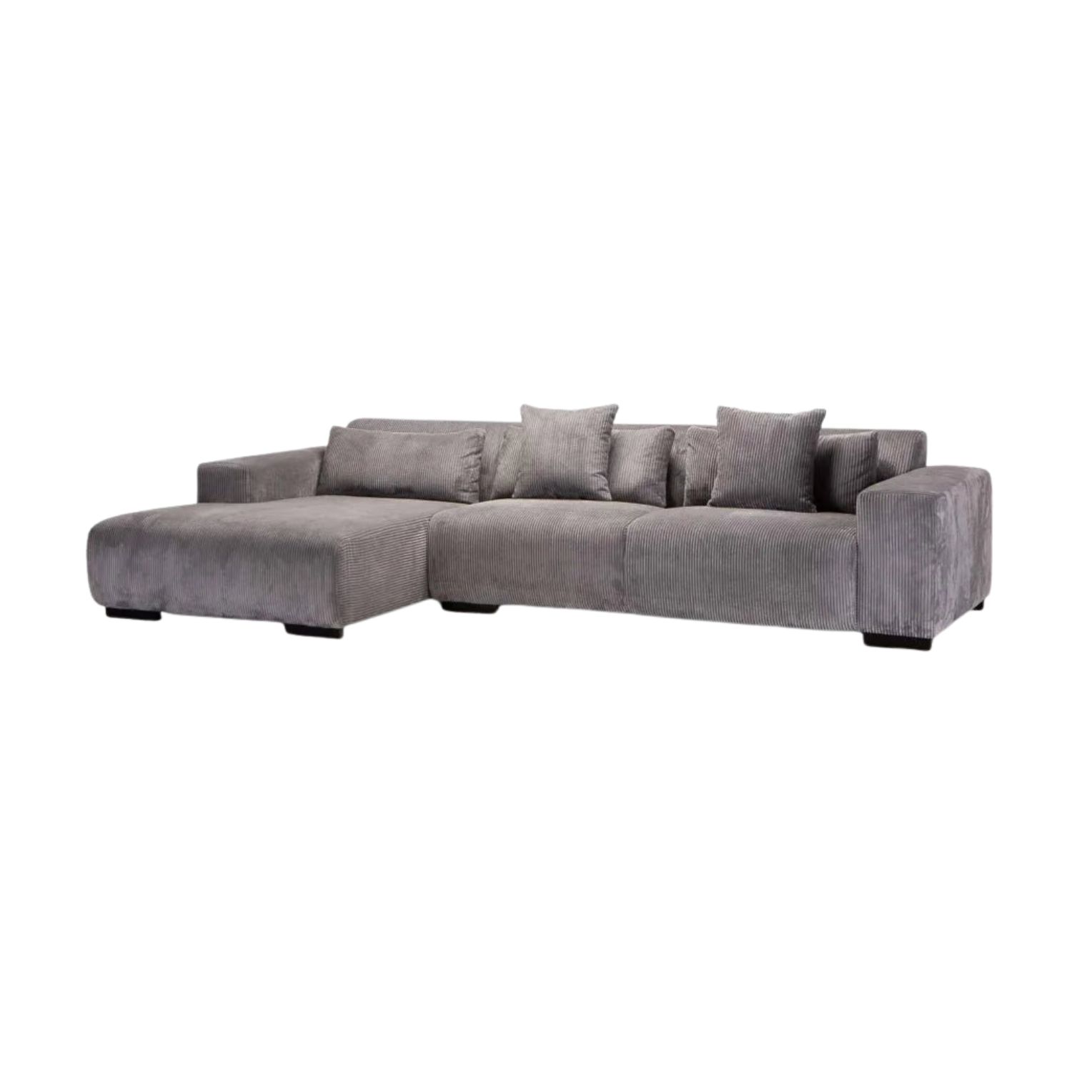 Fabric Corner Chaise Left Hand Corduroy Sofa - Grey