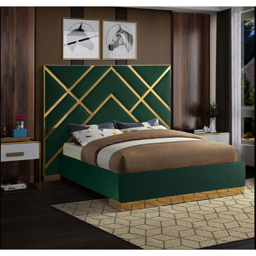 Adara Sleigh Bed Queen -Green