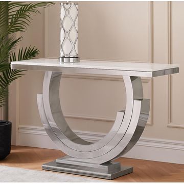 ASHER- Janelle Marble top Console Silver