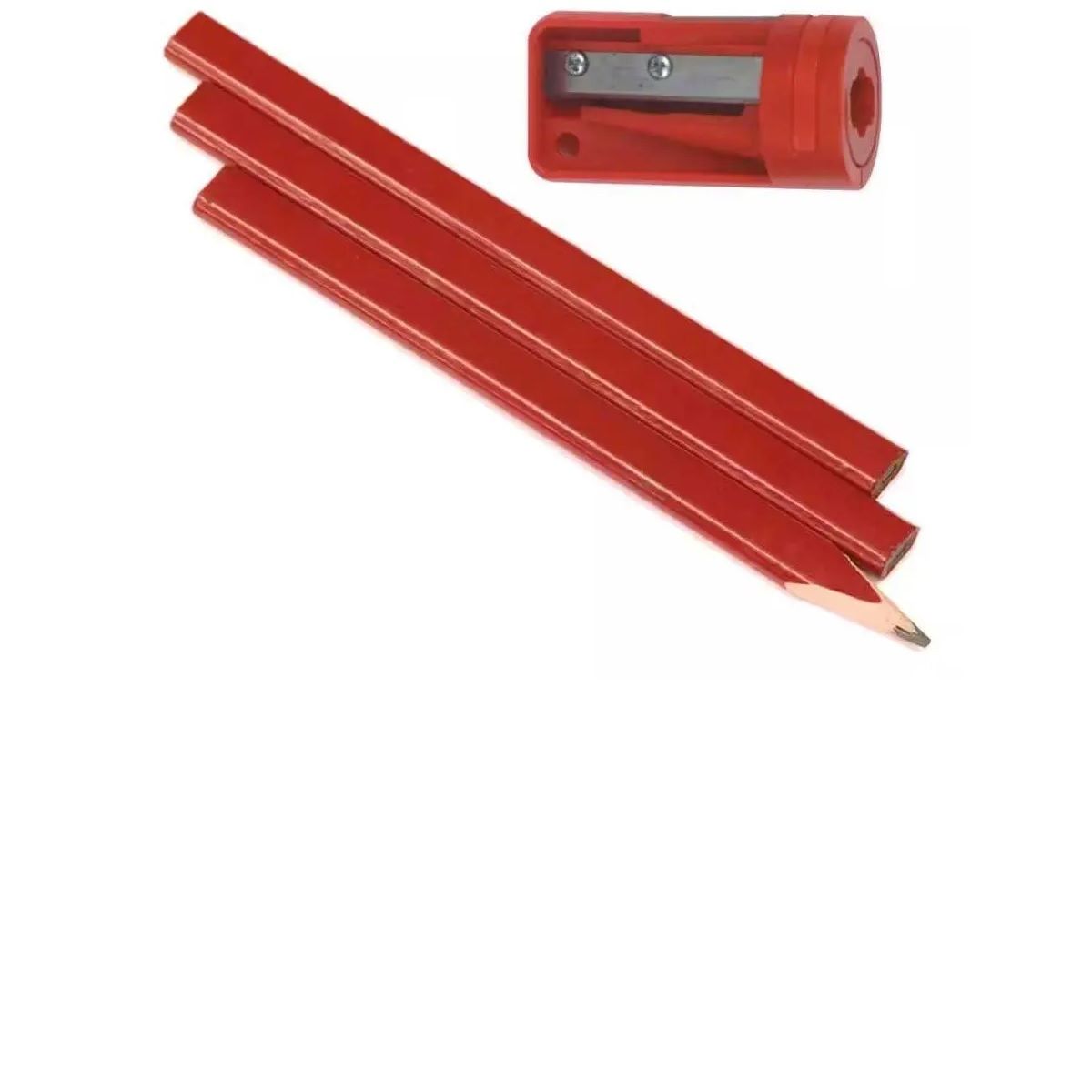 Carpenters Pencil and Sharpener Set, 4 Pieces (4 pack) BY WOODLY