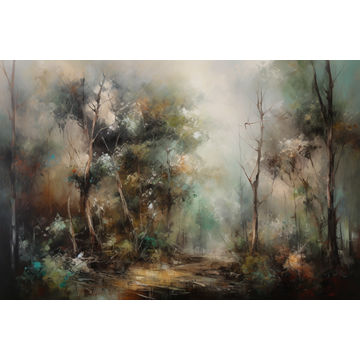 Canvas Wall Art - Through Symphony Abstract Forms Muted Colours  - A1358 - [120 x 80 cm]