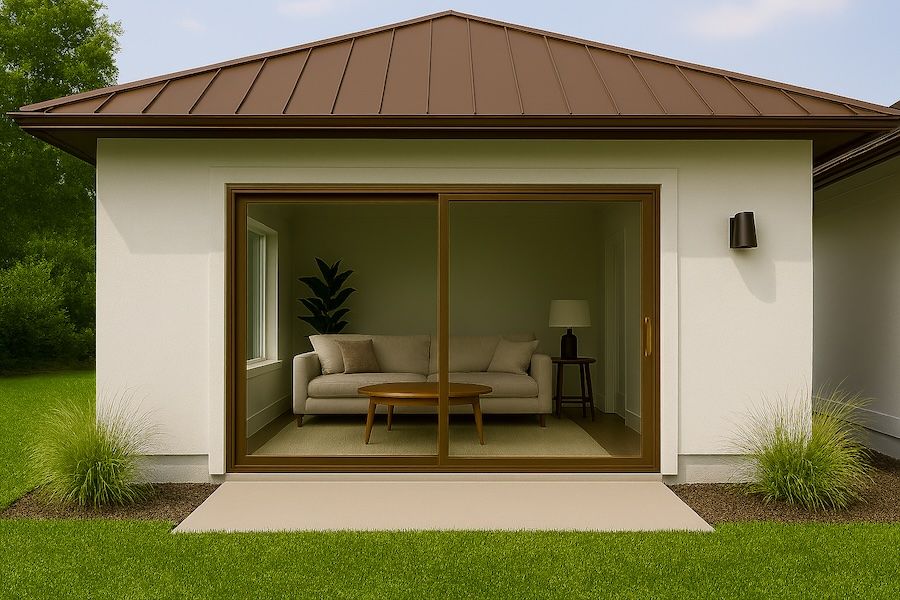 Kenzo - OX2721B - Aluminium Single Sliding Door 2.7mx2.1m Bronze