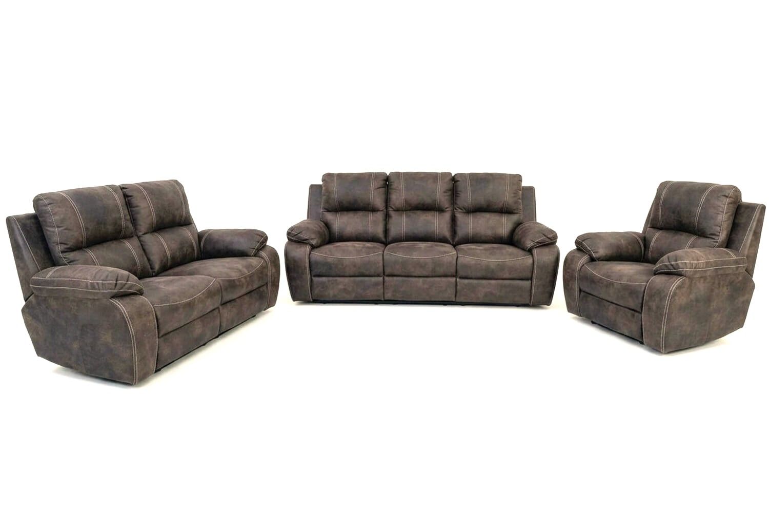 Premier Genuine Leather Lounge Set 3-Piece (x1 1-Seater x1 2-Seater with 2 part seat x1 3-Seater Sofa - Exotic Brown, Static)