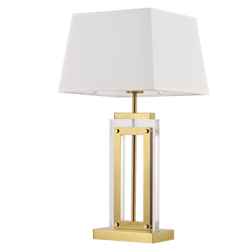 Acrylic and Metal Base with White Fabric Shade