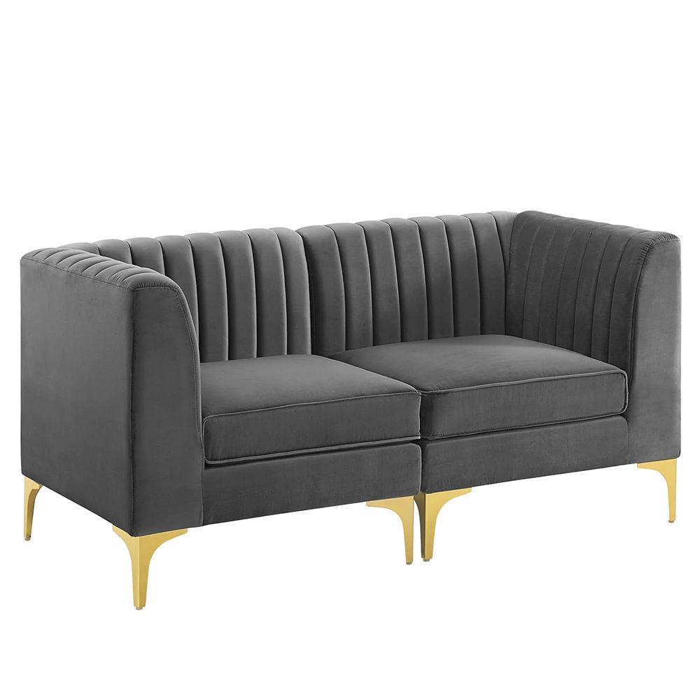 Sage 2 Seater Tufted Velvet Loveseat-Grey