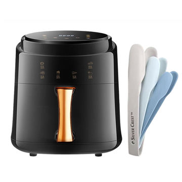 Silver Crest Extra Large Digital Air Fryer With Nesting Tongs Black