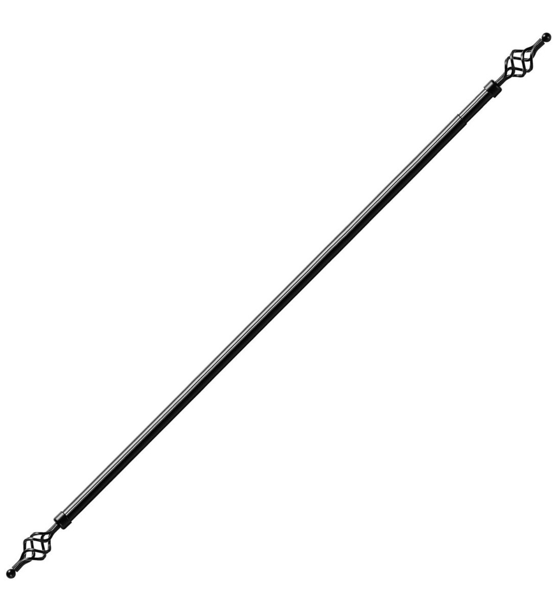 Sastro - Expandable Curtain Rod With Twisted Cage Finial 2m - Gold - Black