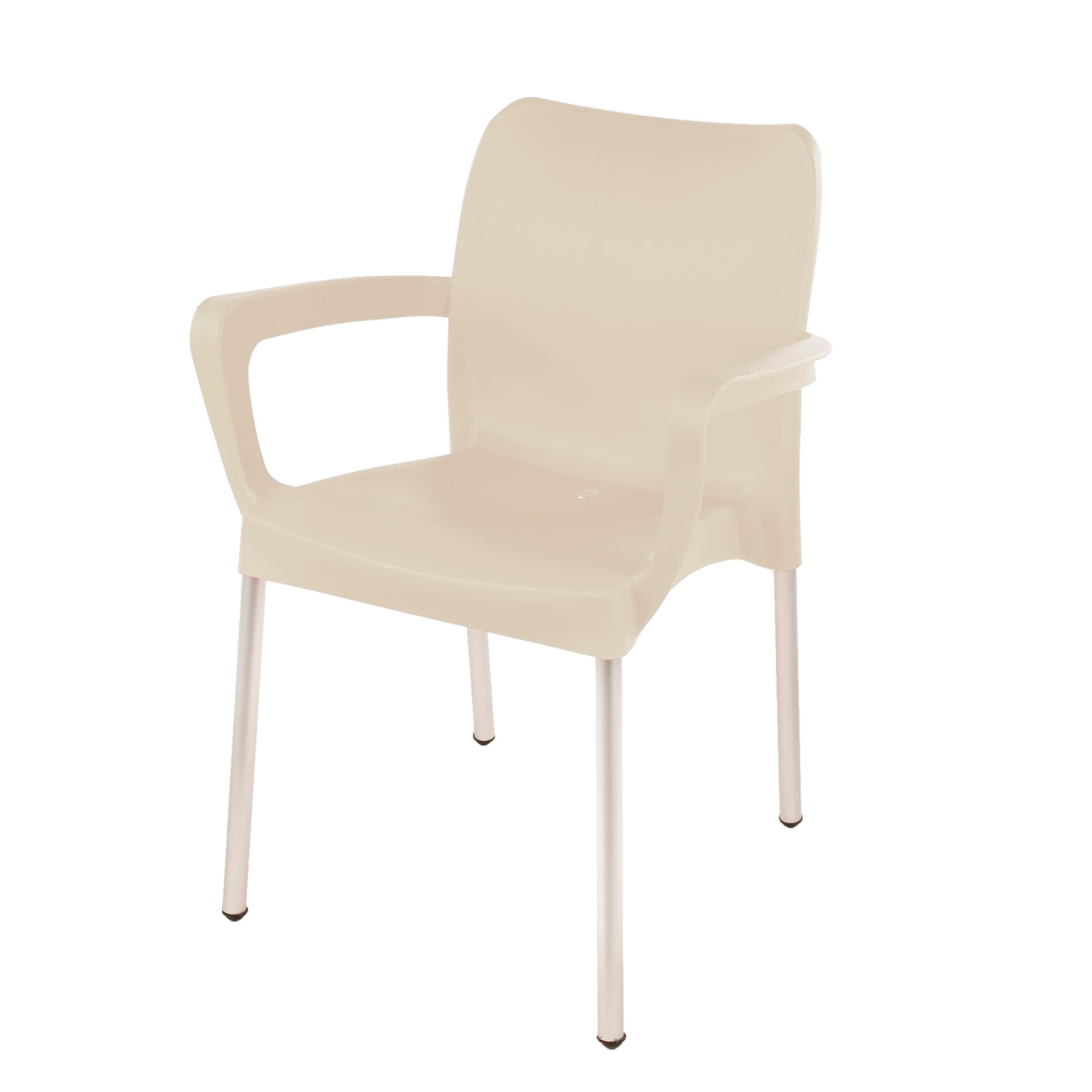 Heavy Duty Plastic Stacking Chair – Bistro Design with Armrests - Beige - 1 Chair