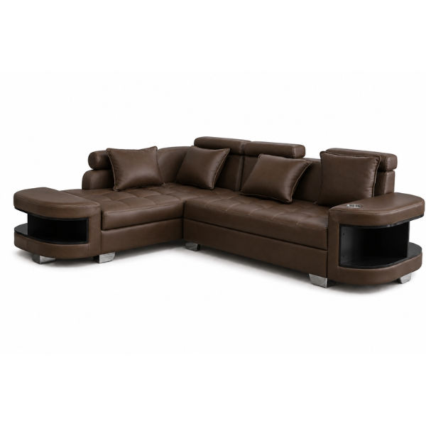 Maggie L Shape Corner Sofa-Bonded Leather Brown