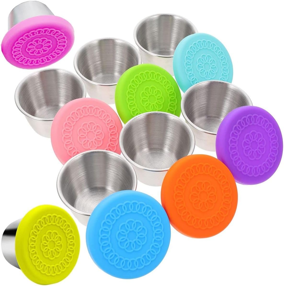 8 Pack Condiment Containers with Lids Reusable Stainless Steel Sauce Cups