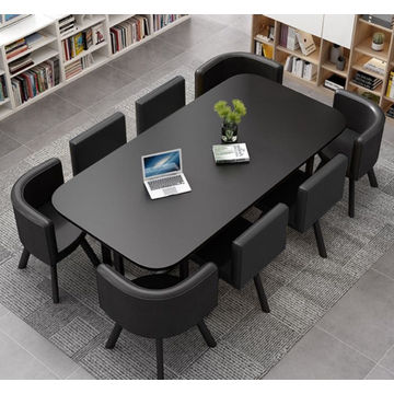 Nordic Style (MDF) Dining Table Set 9PC  (BLACK)